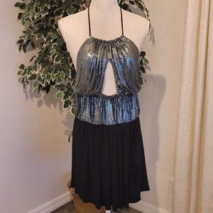 Sky Black mesh chain dress